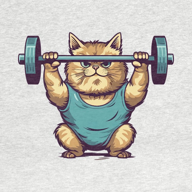 Cat Weightlifter by Bron and Co